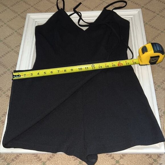 Solemio Black crepe feel romper with wrap front and side tie - M - Picture 5 of 10